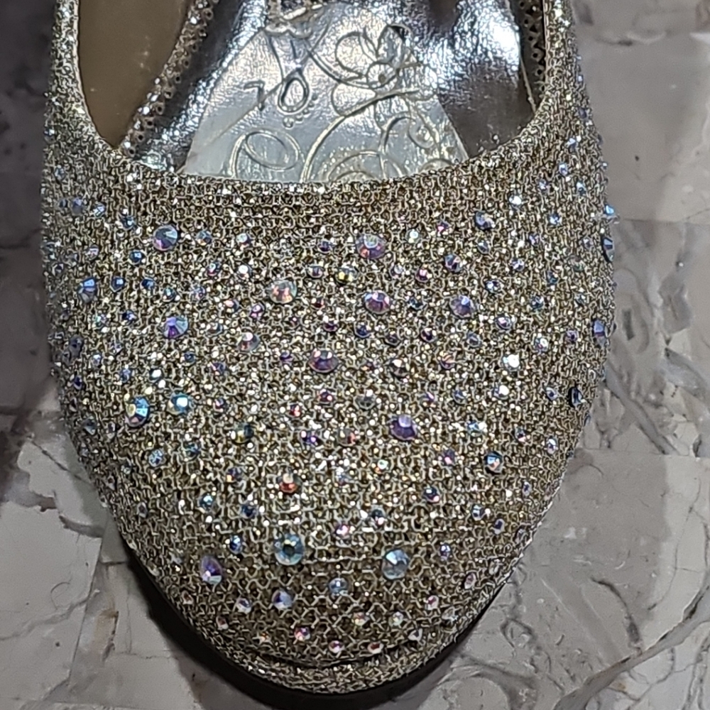 LaSonia Golden Glitter Formal Wedding‎ High Platform Stilettos Shoes Heels Sz 9 - Picture 4 of 11